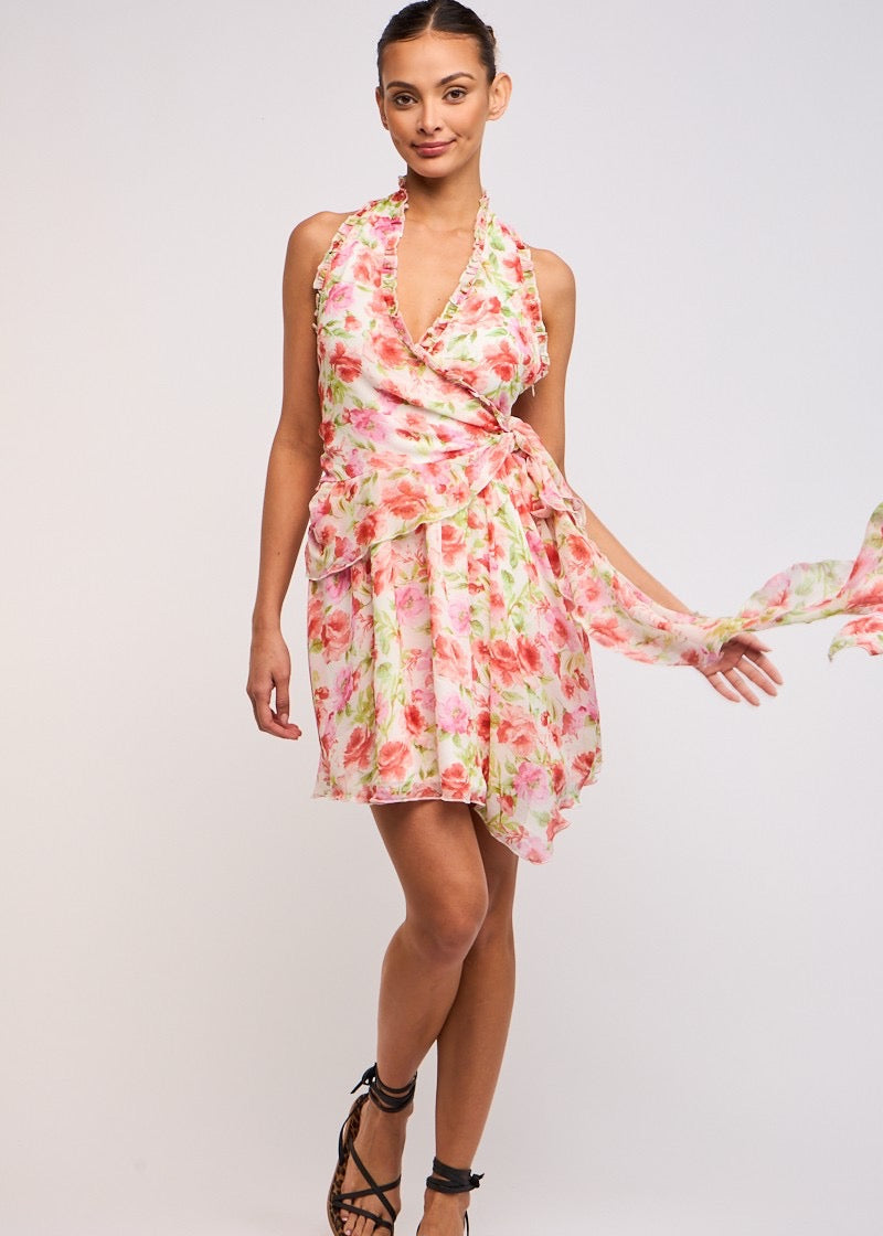 halter wrap mini dress Rosewater Halter Wrap Mini Dress Medium