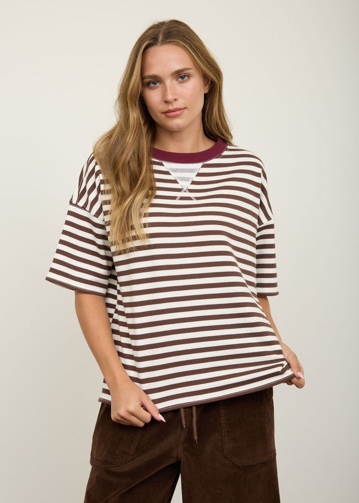 Brown and Maroon Stripe Tshirt