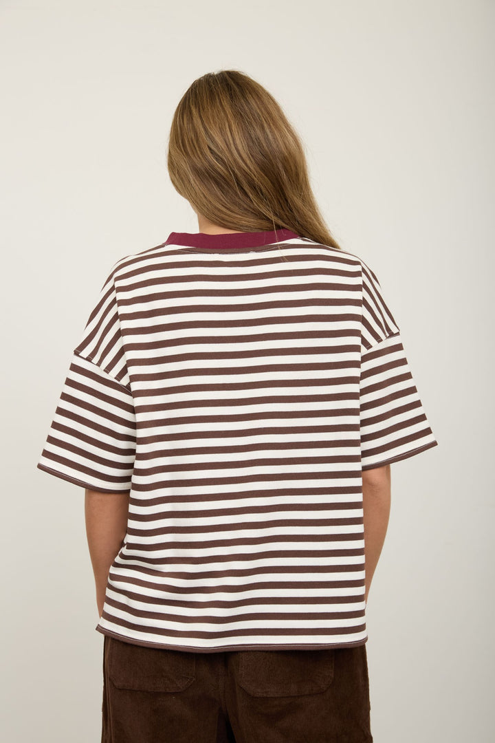 Brown and Maroon Stripe Tshirt