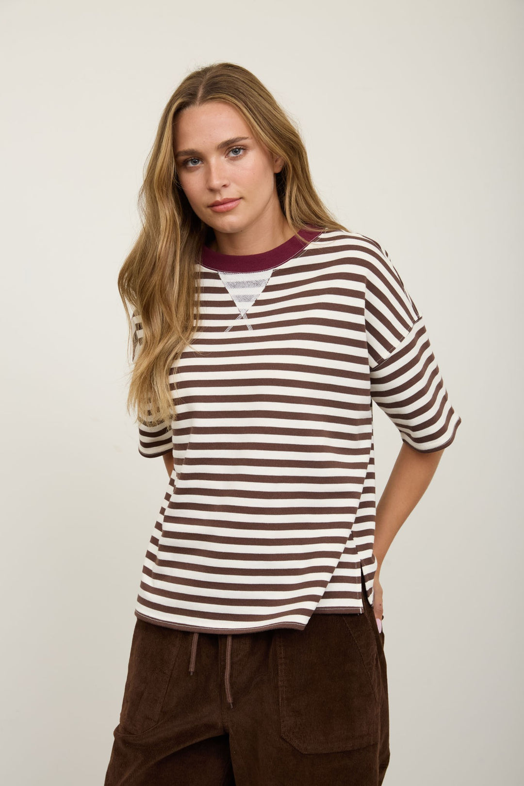 Brown and Maroon Stripe Tshirt