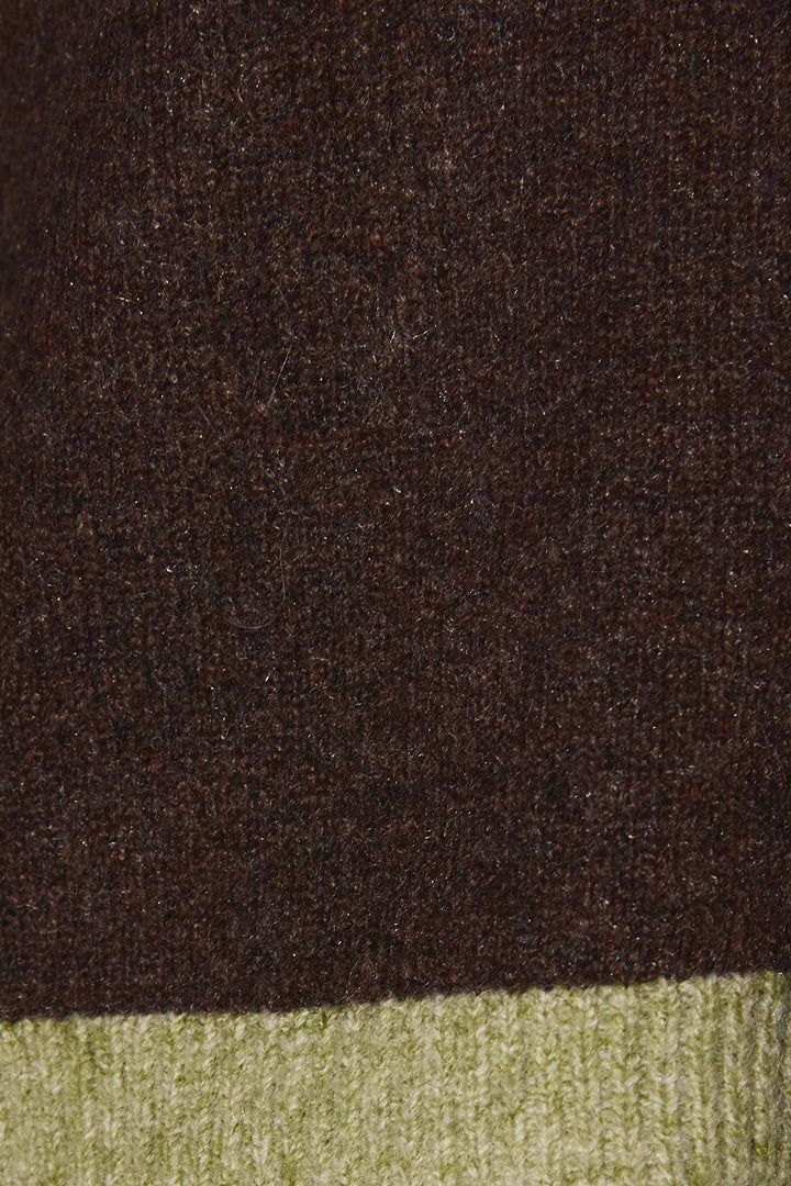 Brown and Green Crewneck Cardigan