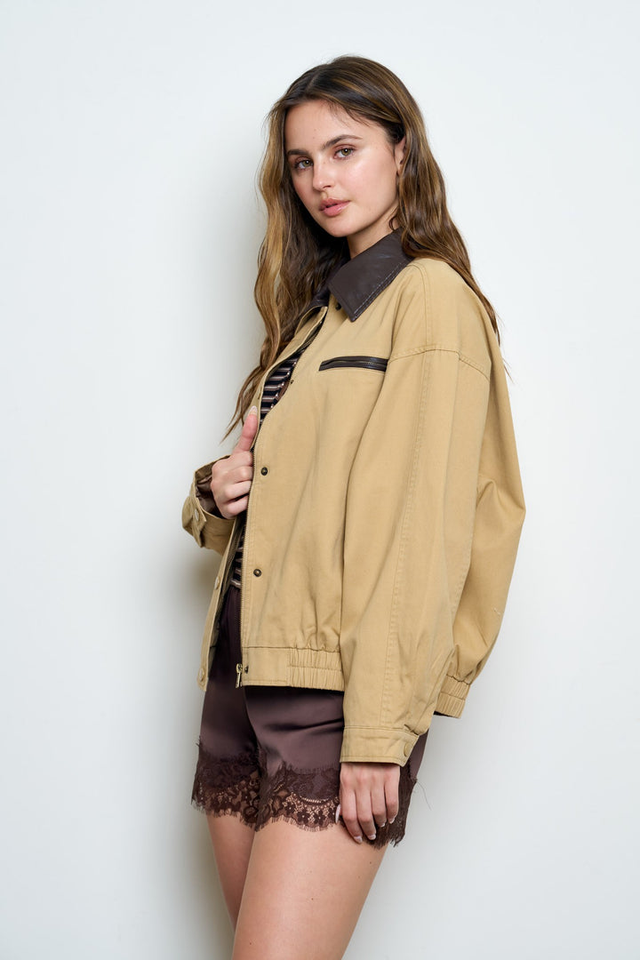 Khaki Zip Up Jacket