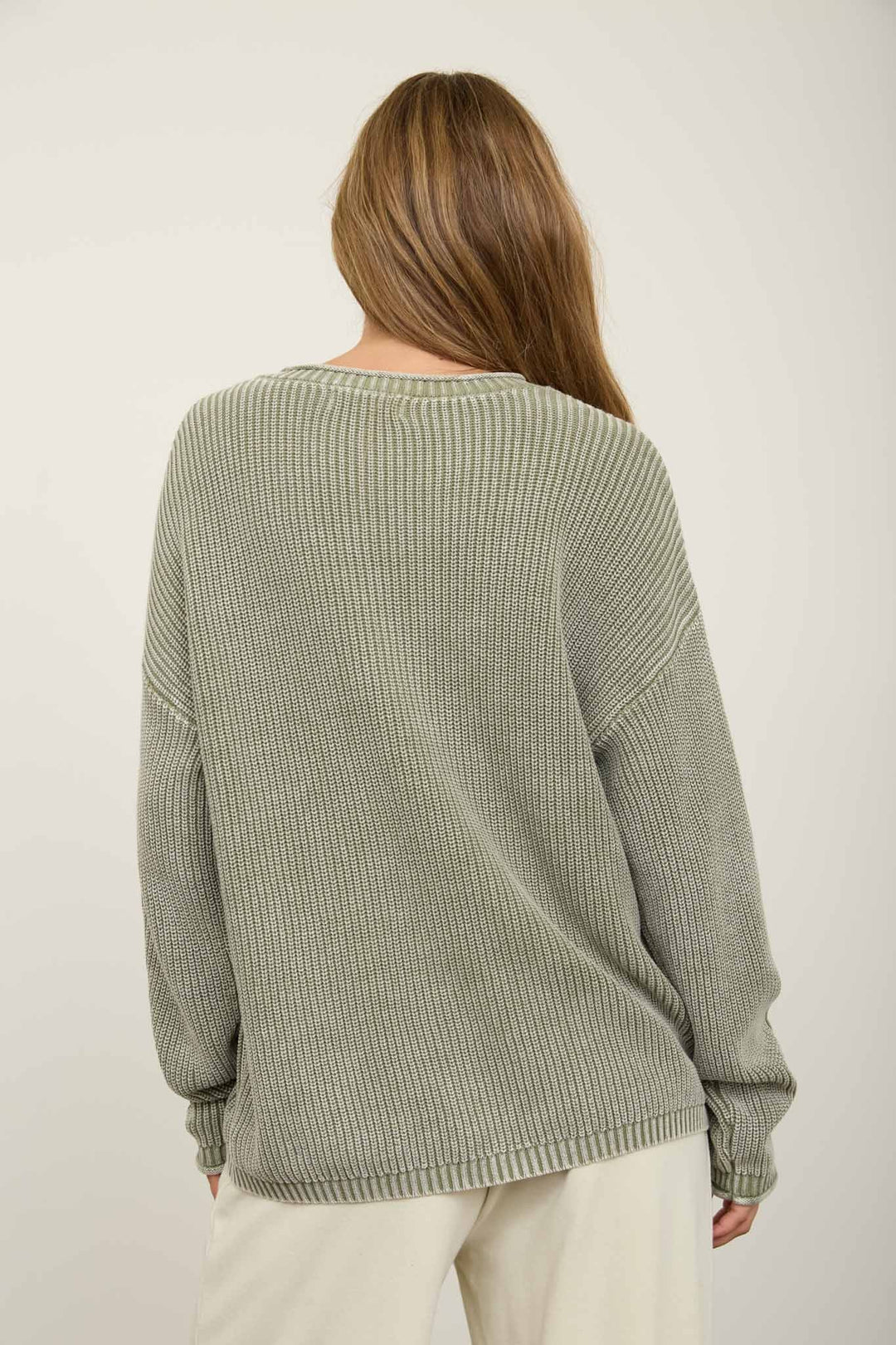 Olive Henley Knit Sweater