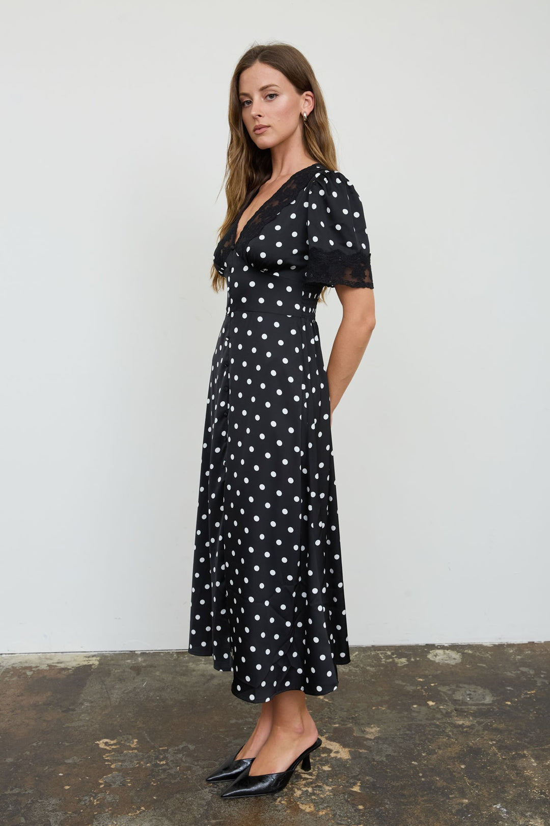 Polka Dot Lace Midi Dress