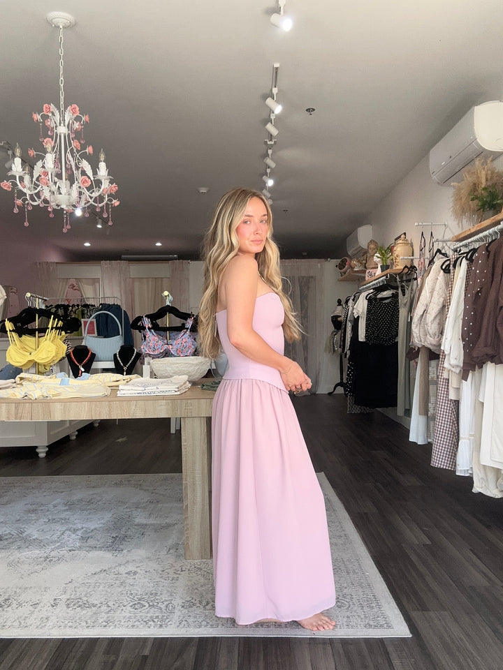 Strapless Blush Midi Dress