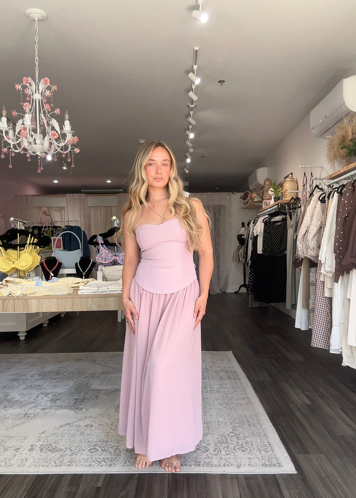 Strapless Blush Midi Dress