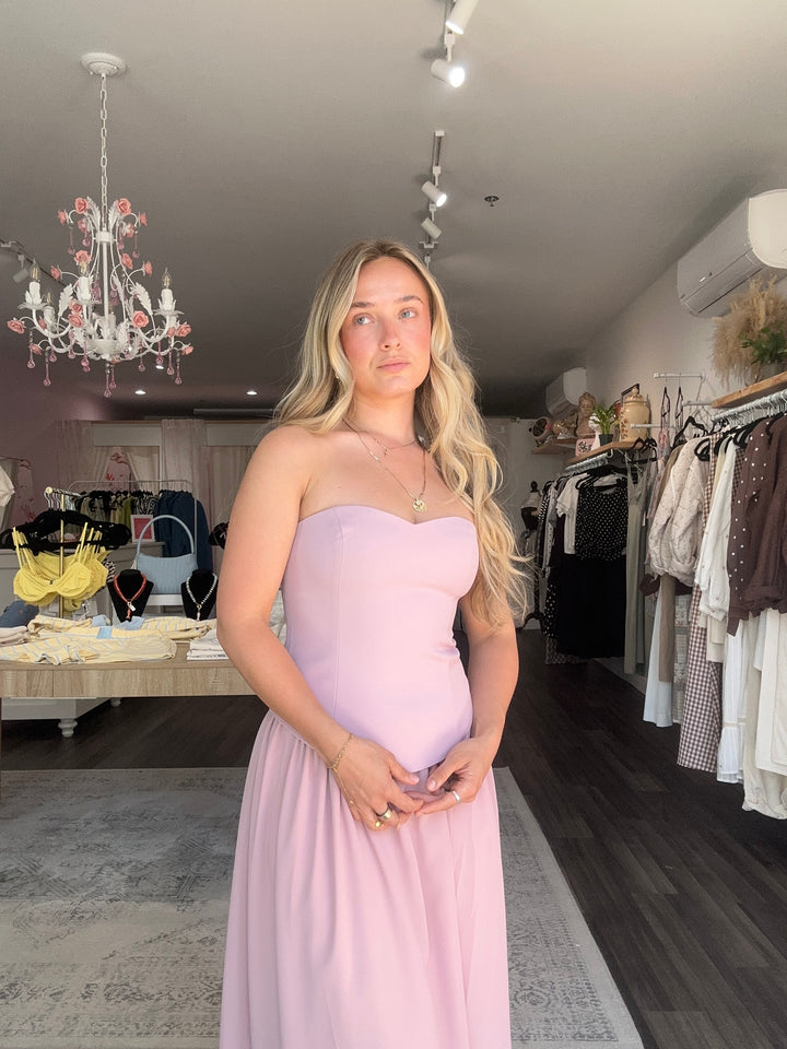 Strapless Blush Midi Dress