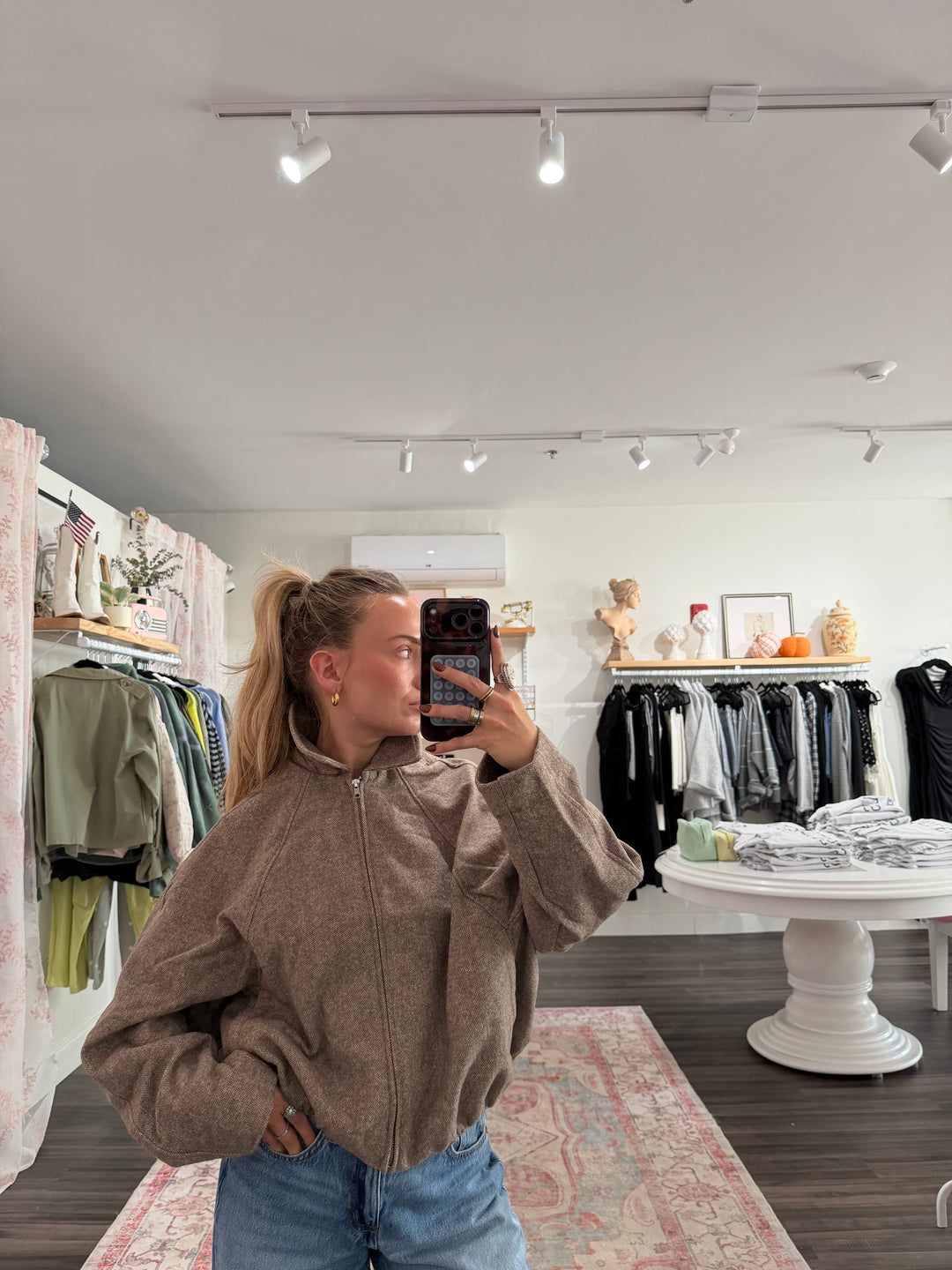 Raglan Zip Up Balloon Hem Jacket