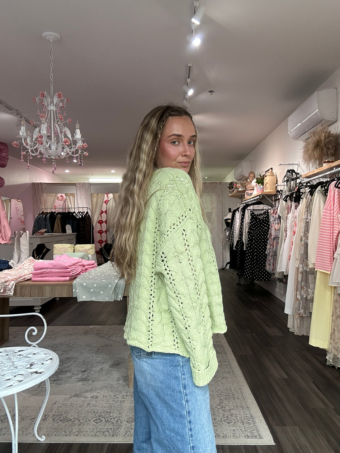 Lime Green Cable Knit Sweater