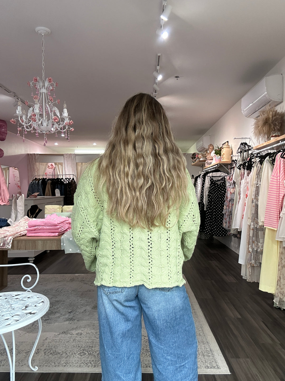 Lime Green Cable Knit Sweater