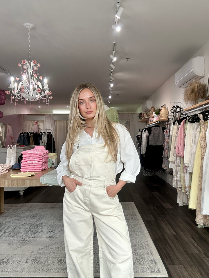 Cream Cotton Overalls