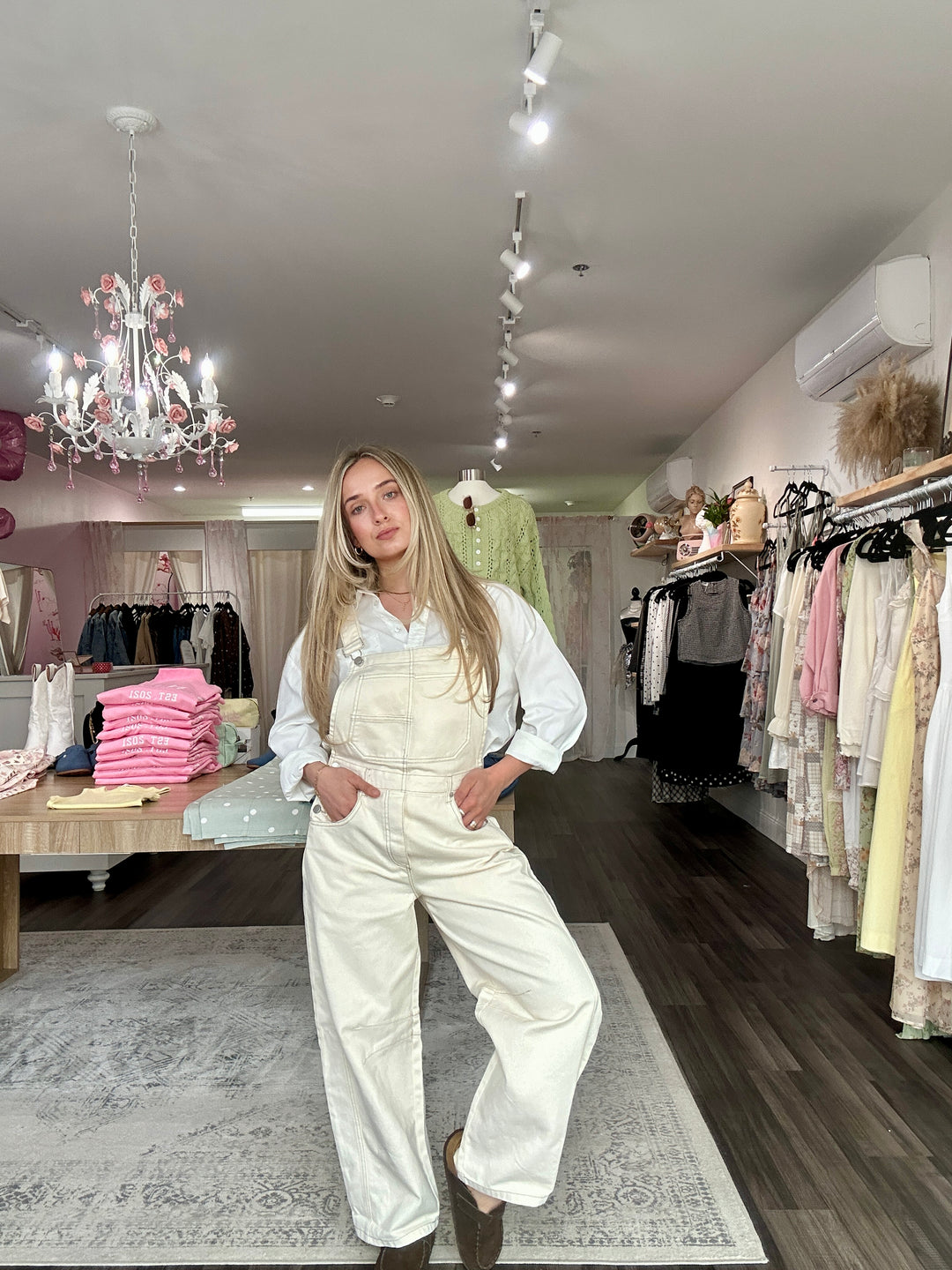 Cream Cotton Overalls