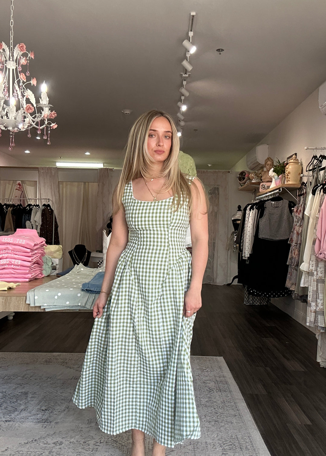 Gingham Midi Dress