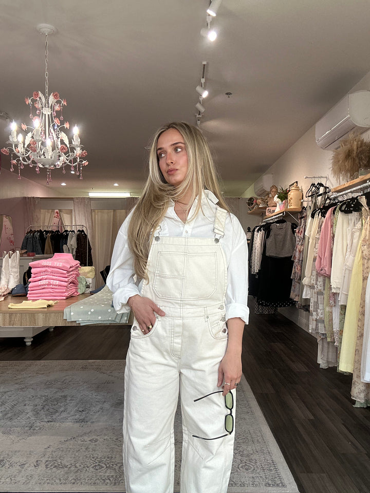 Cream Cotton Overalls