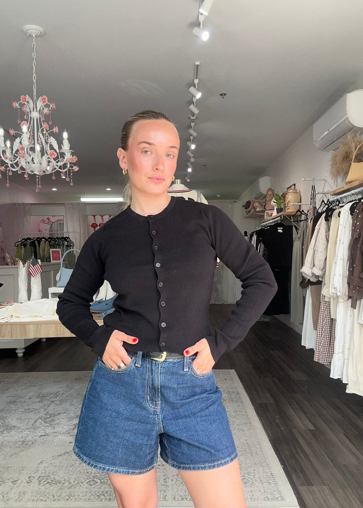 Black Basic Essential Cardigan