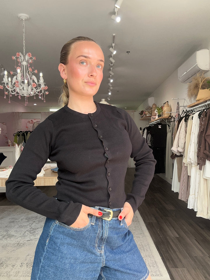Black Basic Essential Cardigan