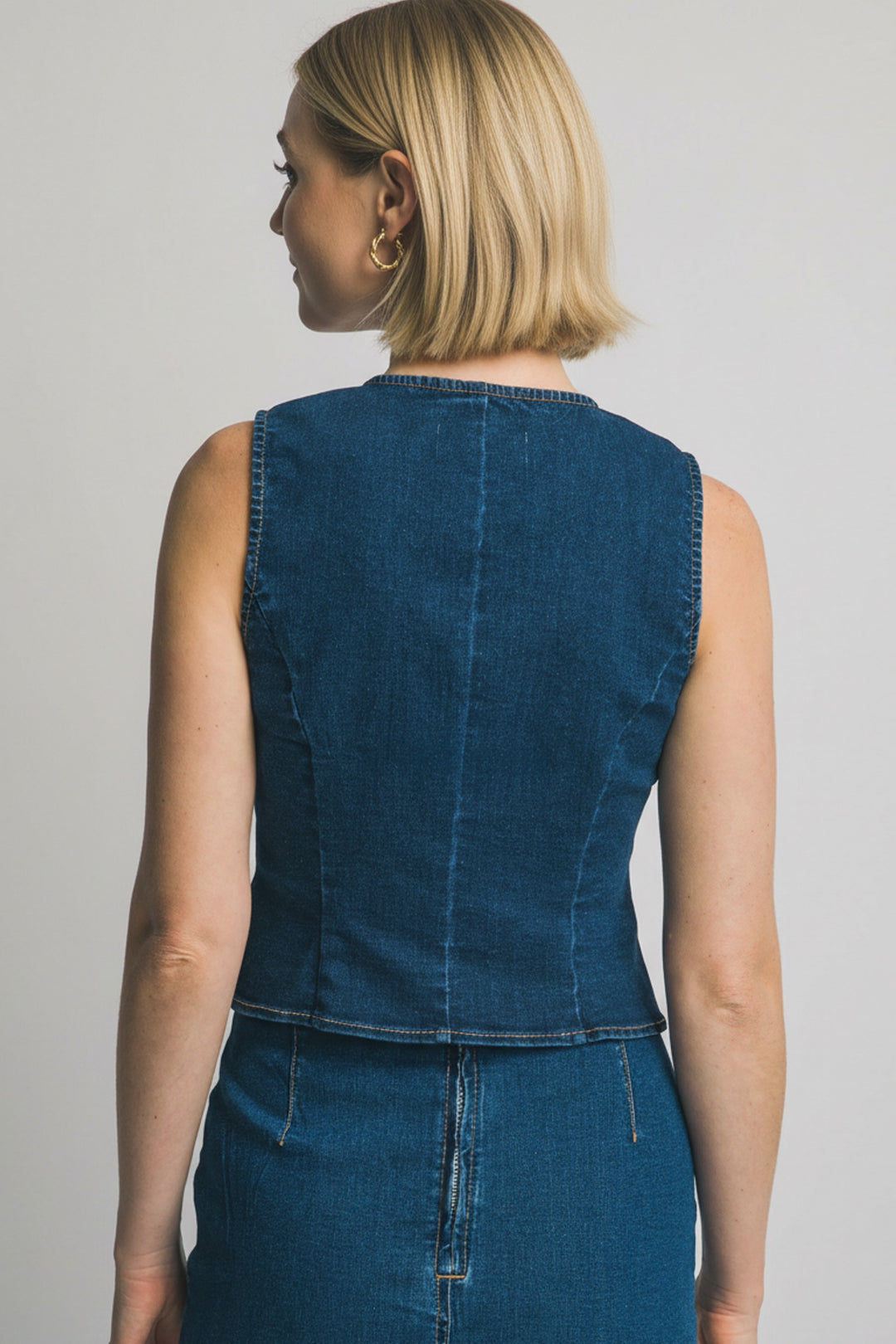 Gold Button Down Denim Vest