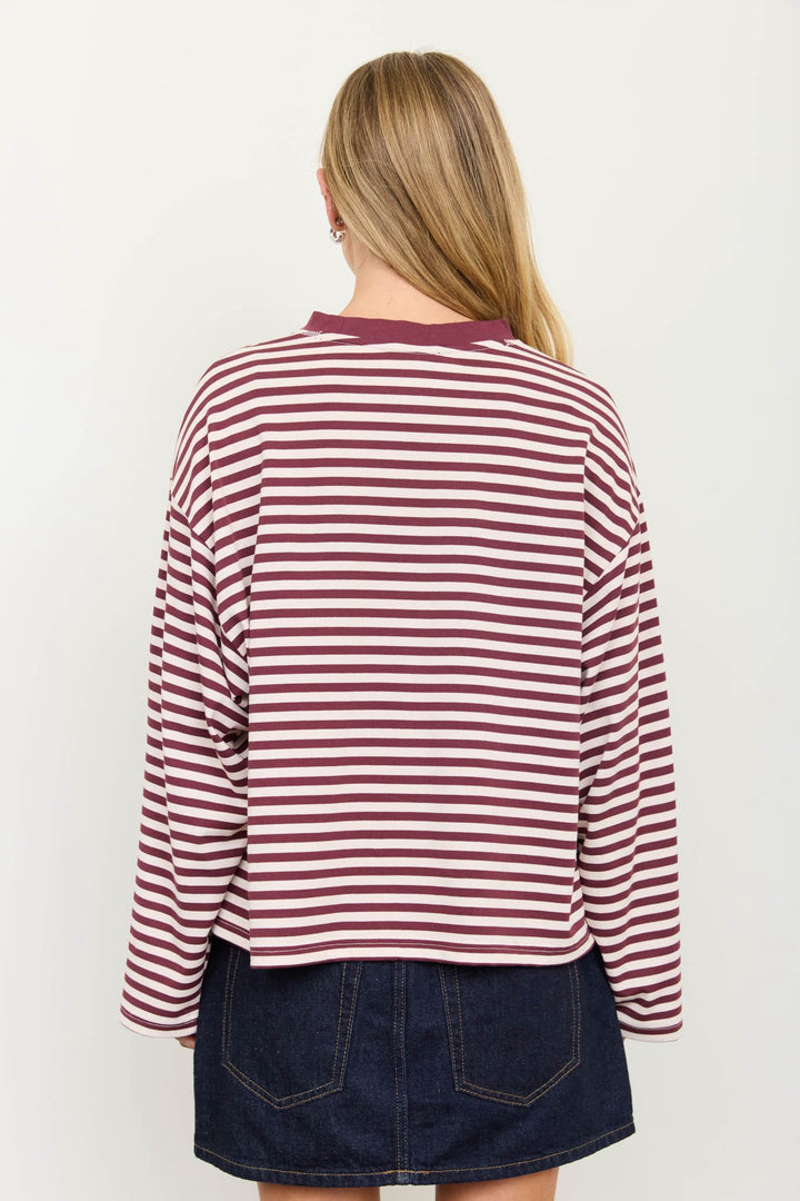 Striped Crewneck Long Sleeve Top