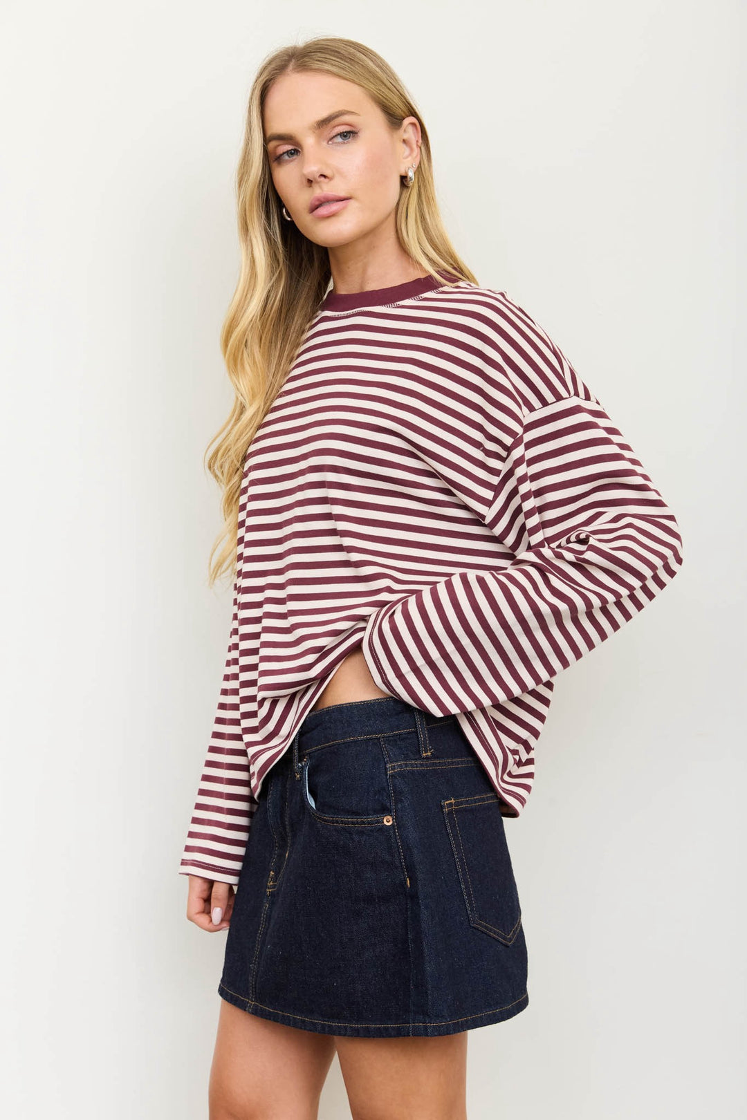 Striped Crewneck Long Sleeve Top