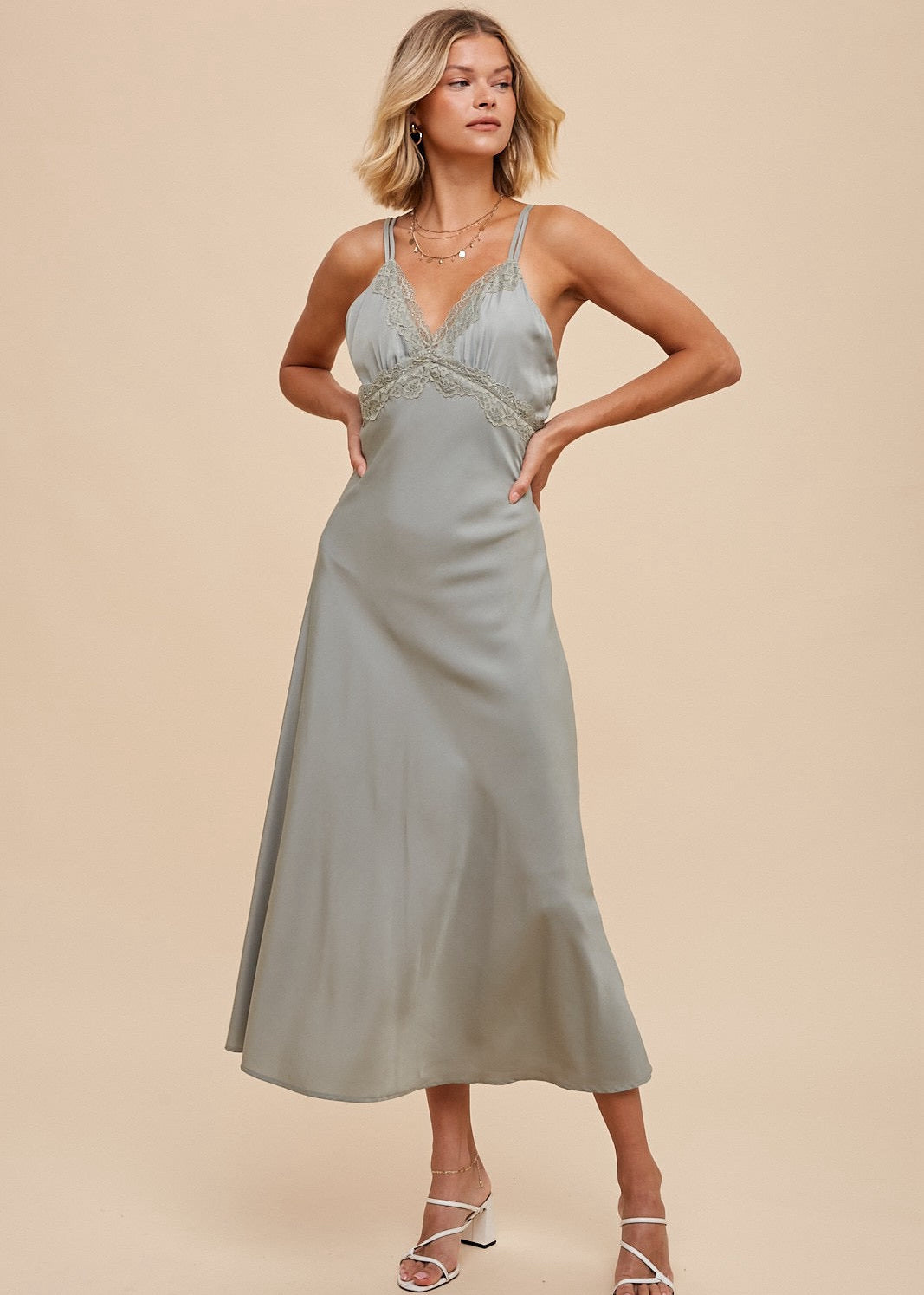 Lace Detailing Midi Dress