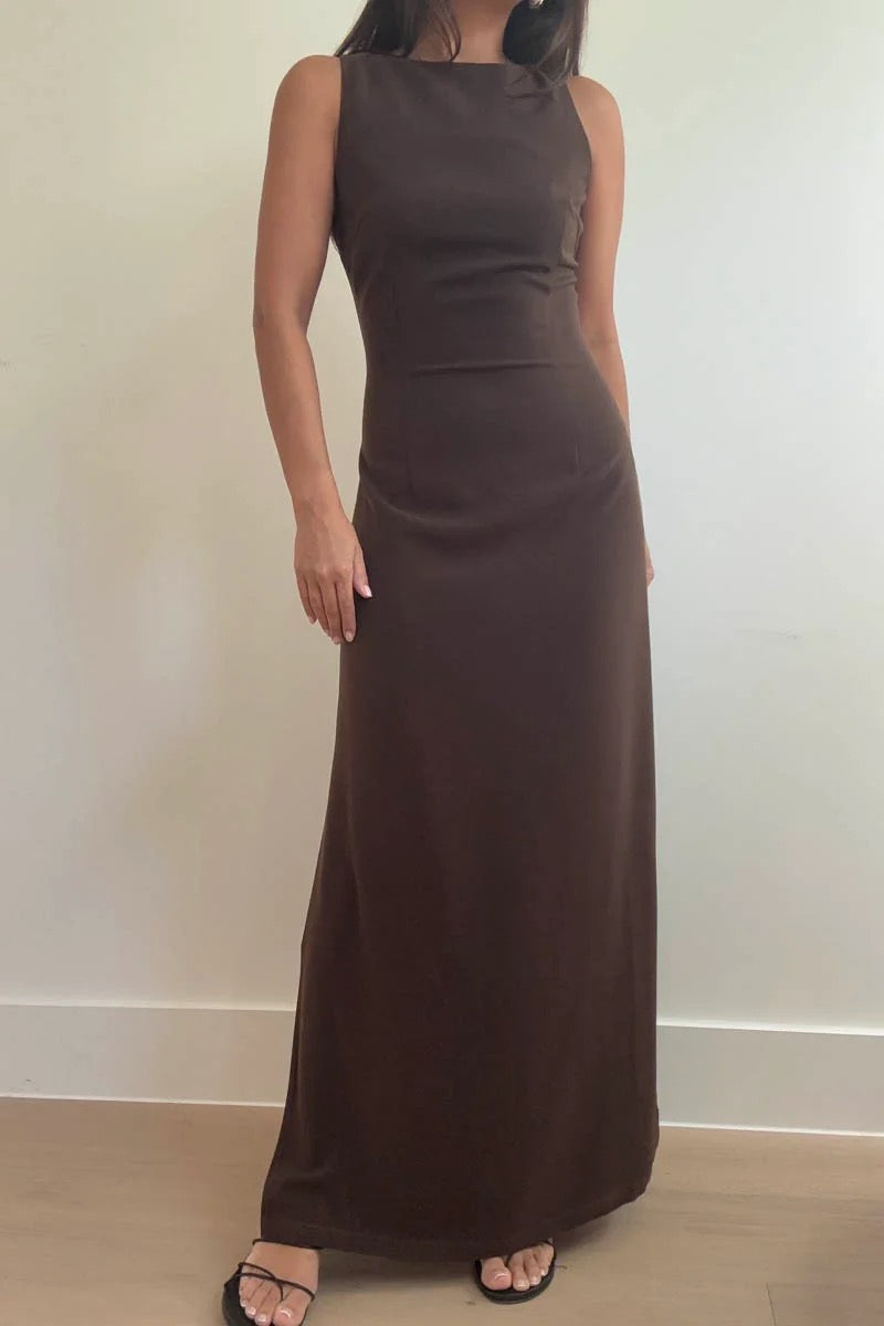 Brown Sleeveless Dress
