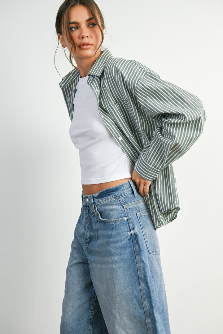 Stripped Collared Button Up