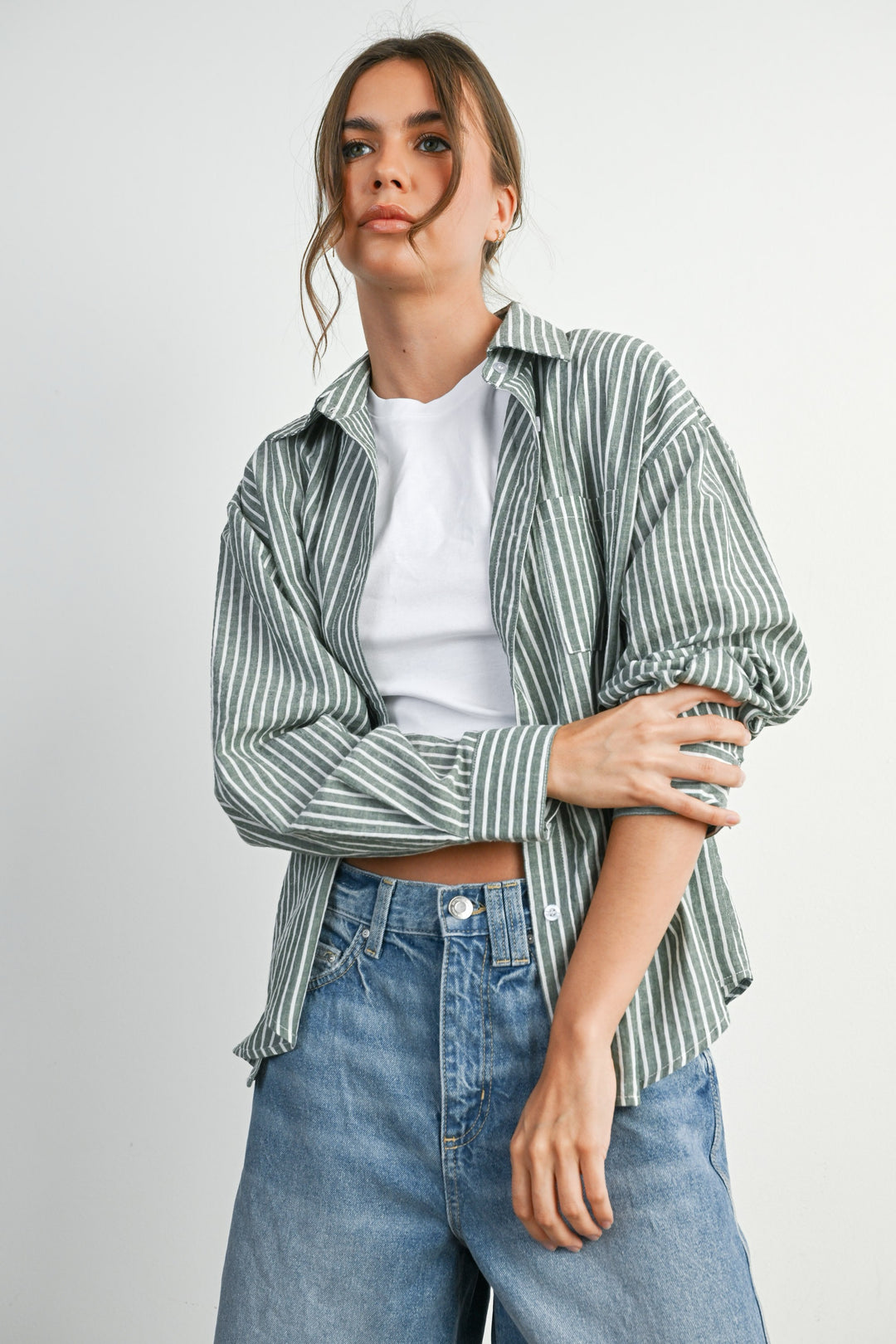 Stripped Collared Button Up
