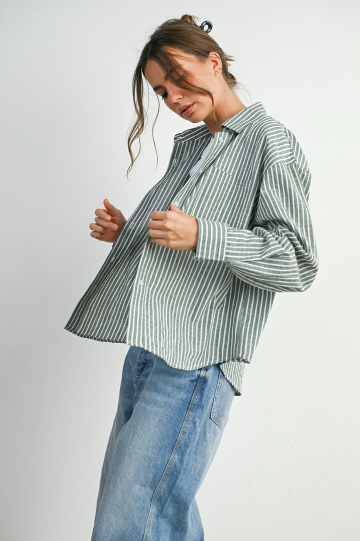 Stripped Collared Button Up