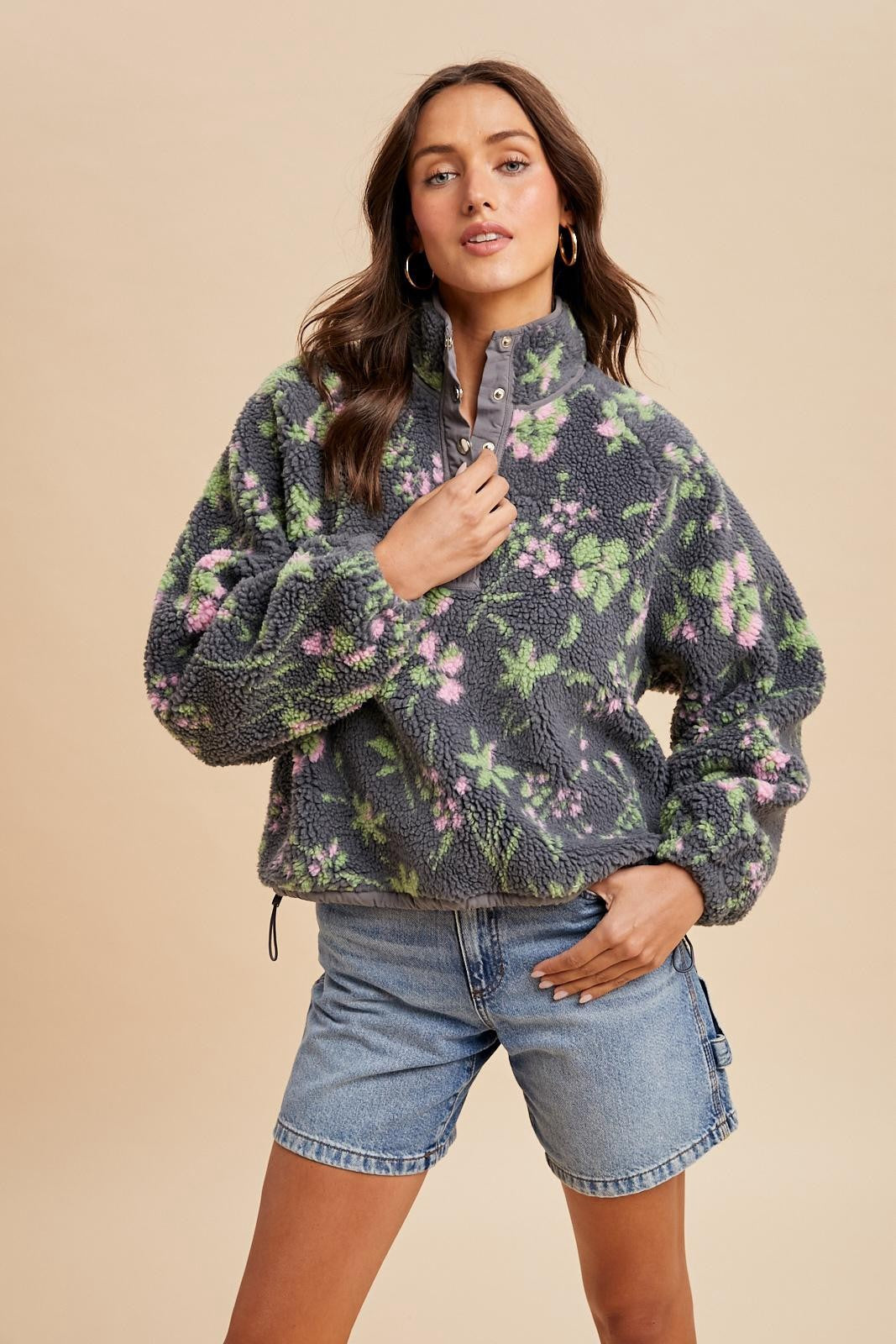 Cozy Floral Sherpa Jacket
