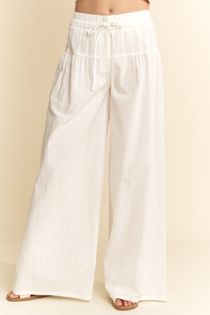 Pintucked Cotton Cover Up Pants