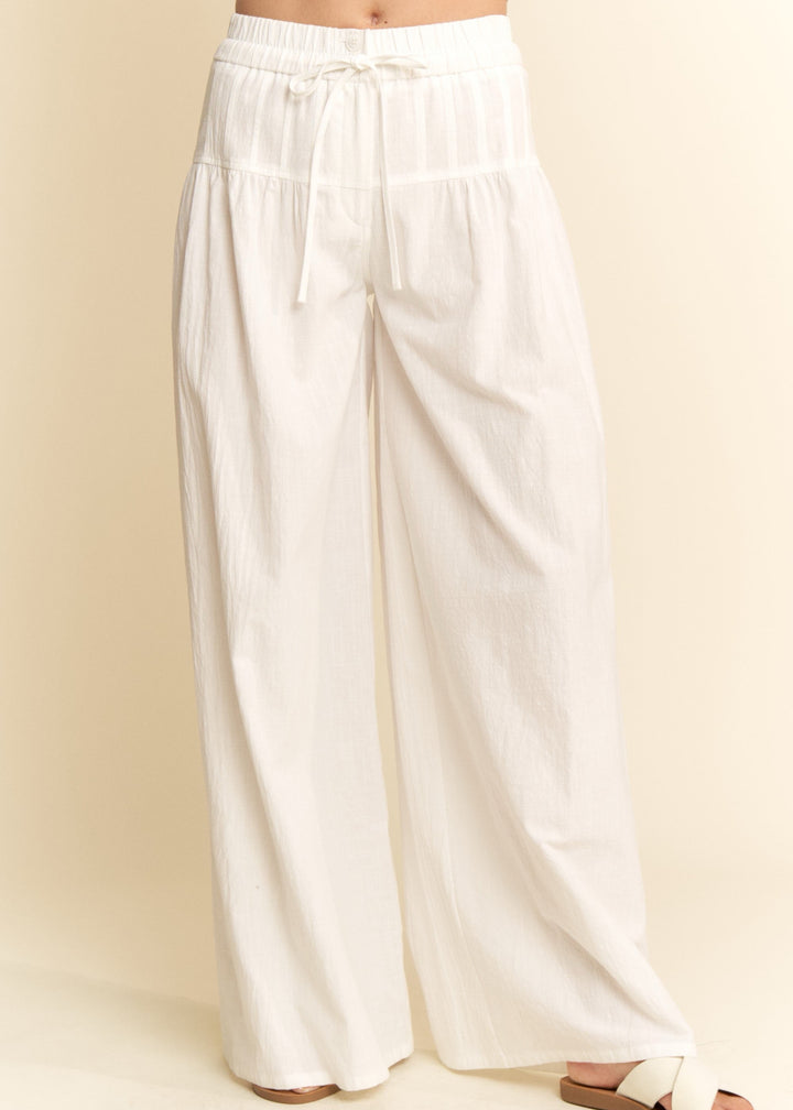 Pintucked Cotton Cover Up Pants