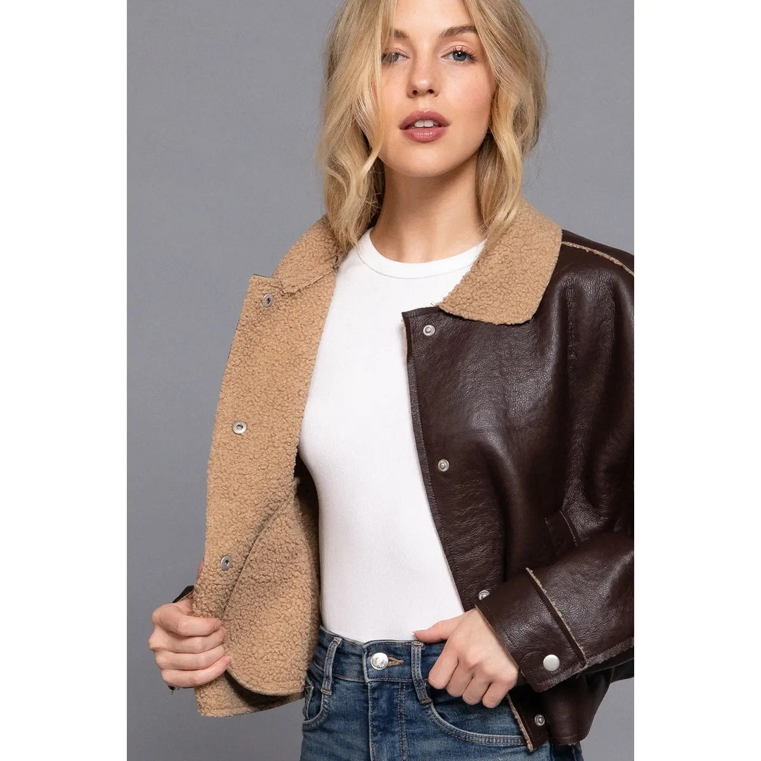 Faux Leather Fur Jacket