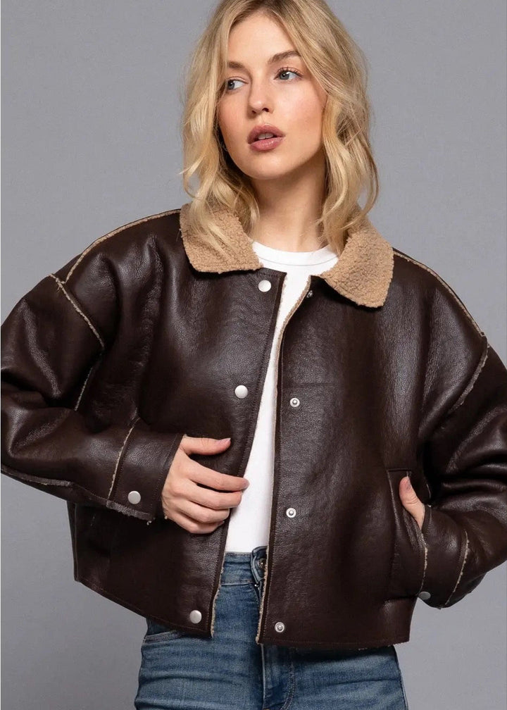Faux Leather Fur Jacket