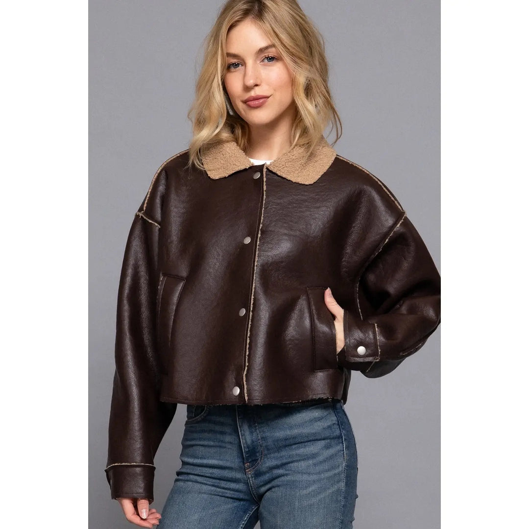 Faux Leather Fur Jacket