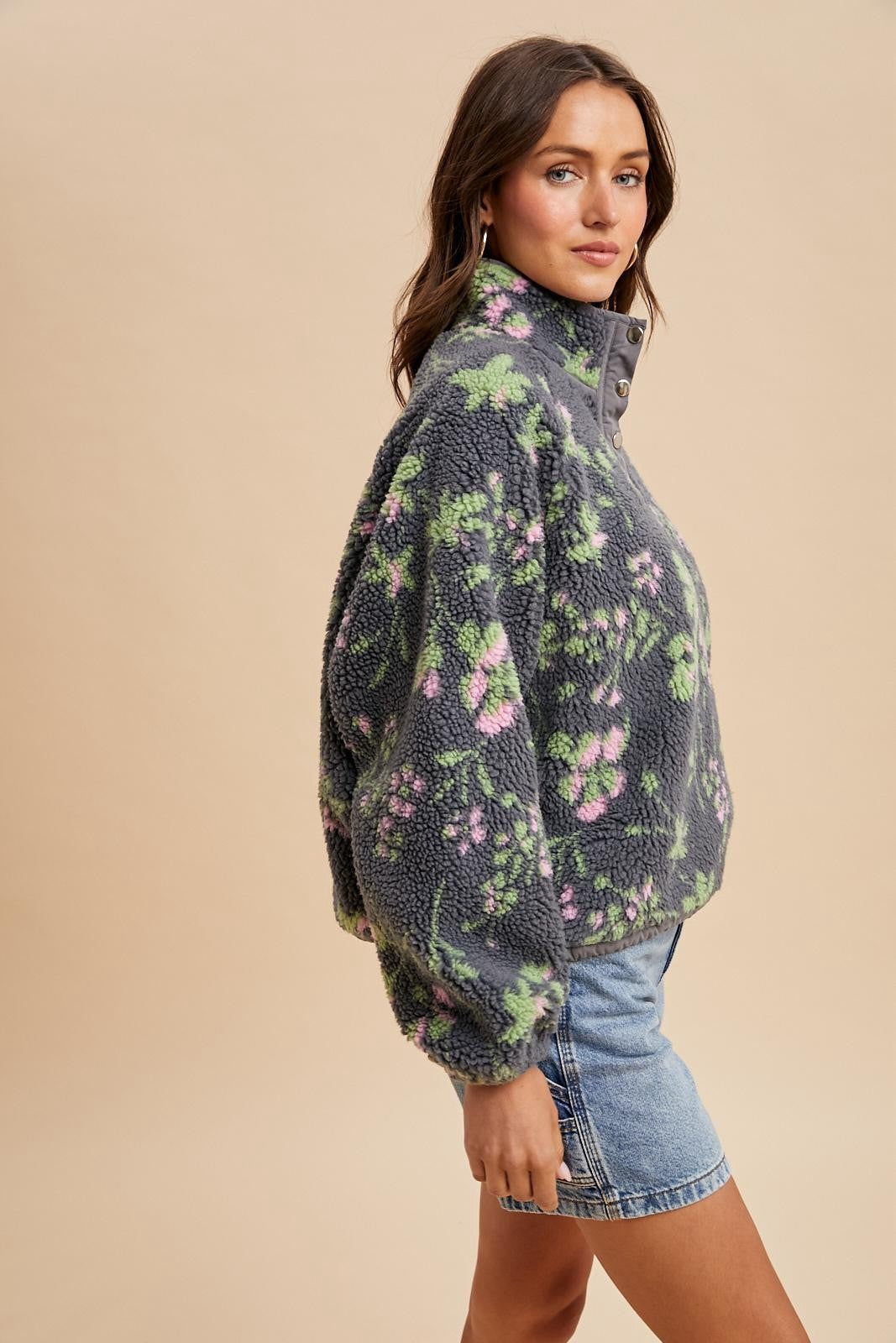 Cozy Floral Sherpa Jacket