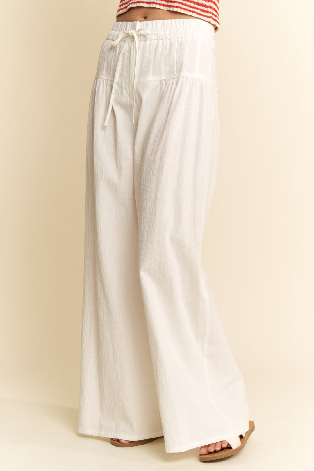 Pintucked Cotton Cover Up Pants