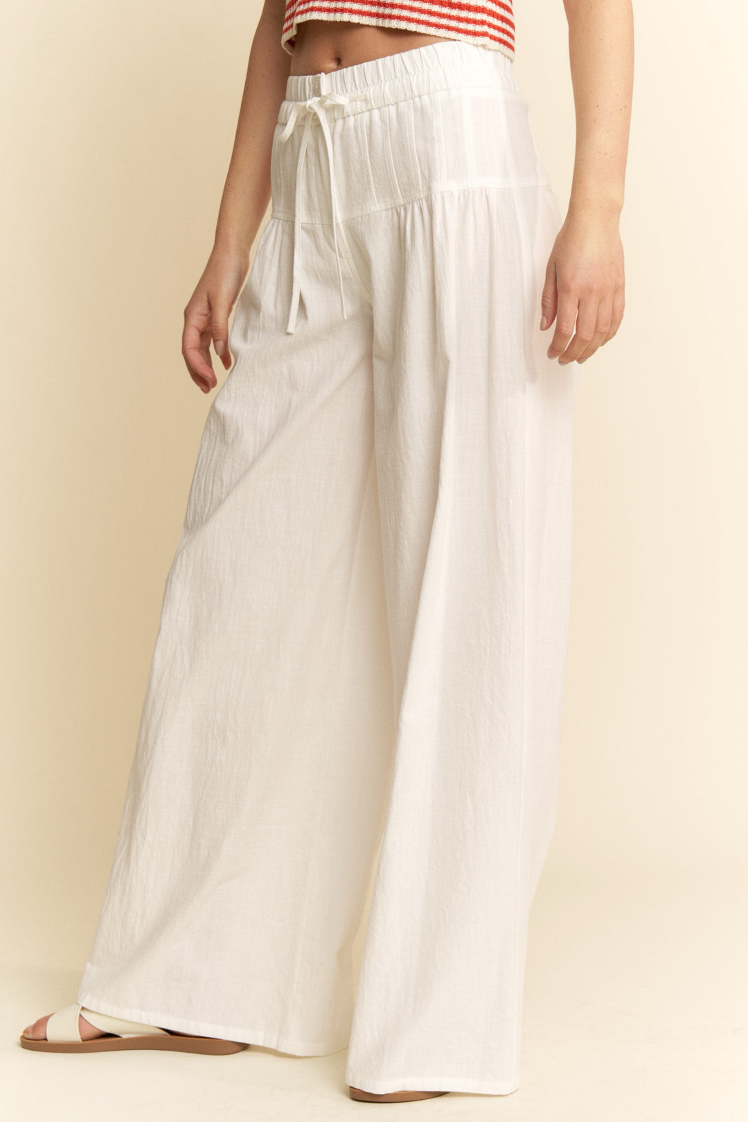 Pintucked Cotton Cover Up Pants