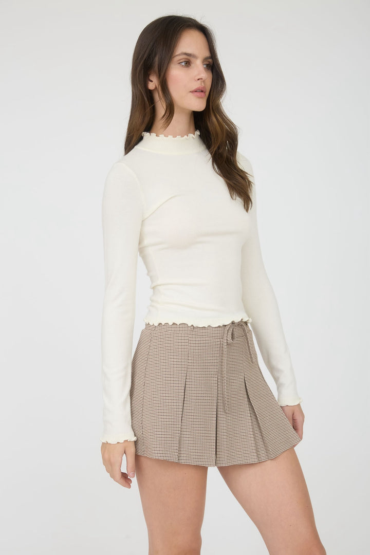 Lettuce Trim Mock Neck Sweater Top