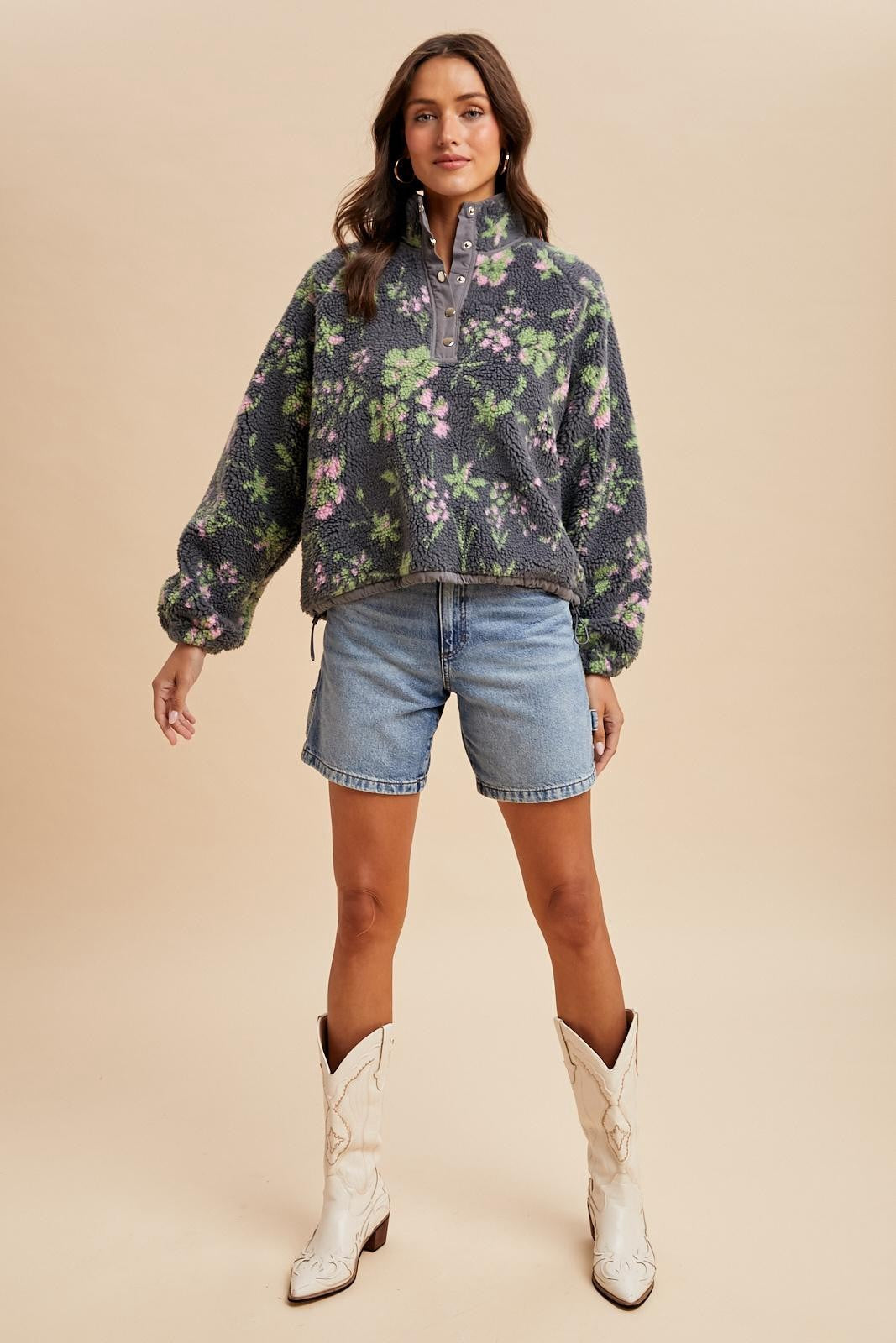 Cozy Floral Sherpa Jacket