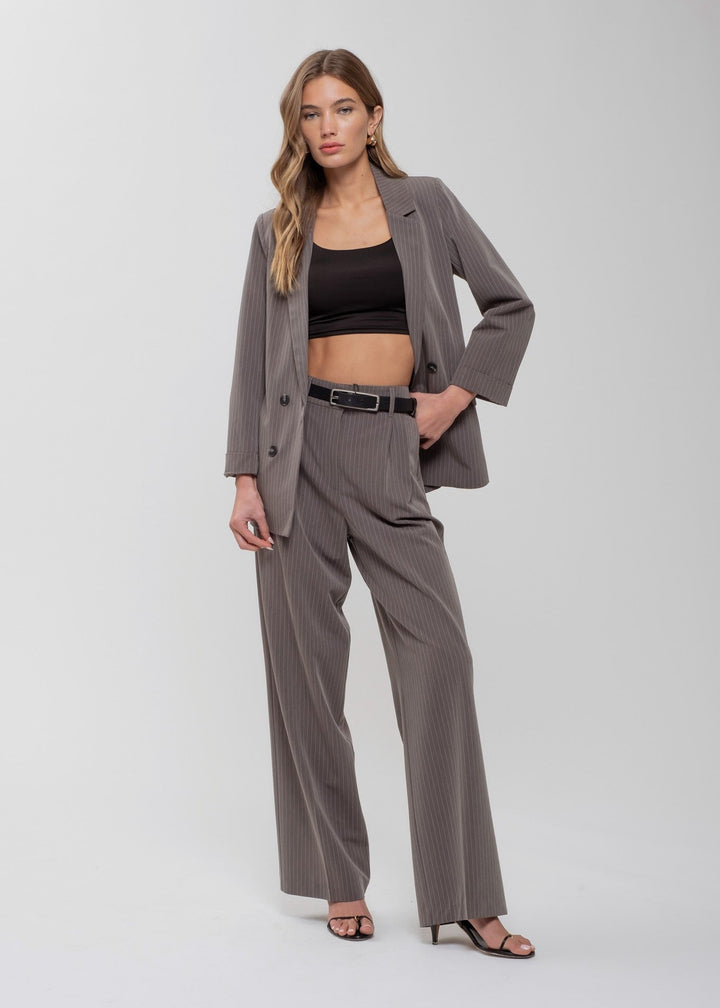 Pinstripe Notched Collard Blazer