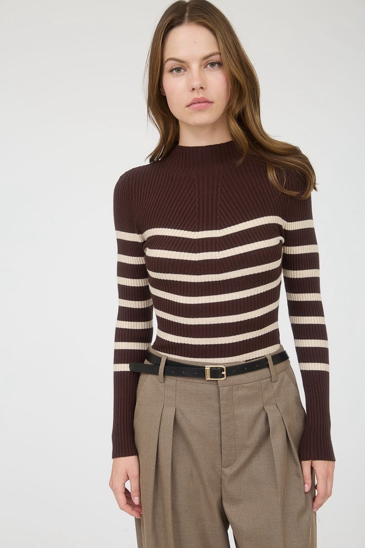 Mockneck Striped Pullover