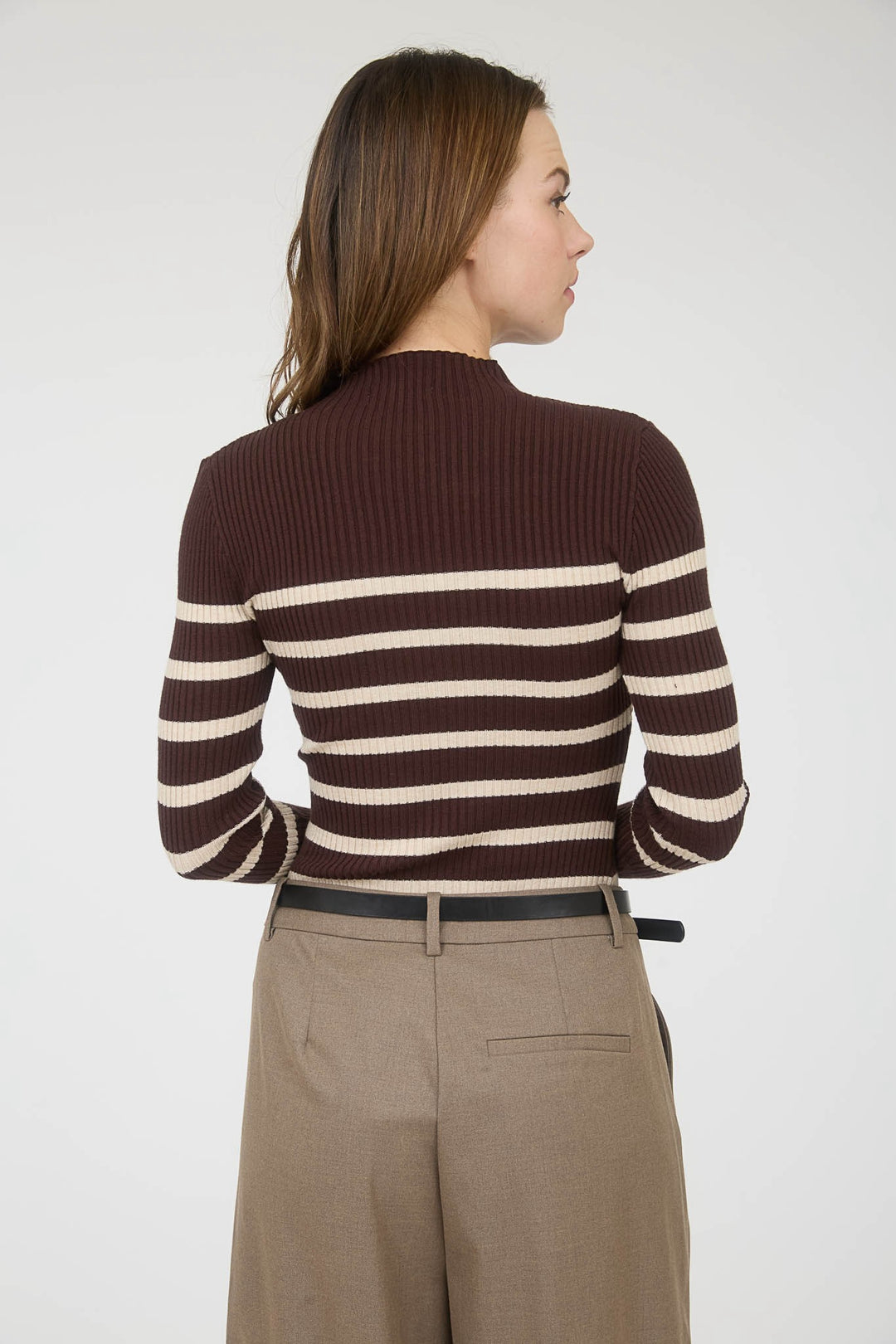 Mockneck Striped Pullover