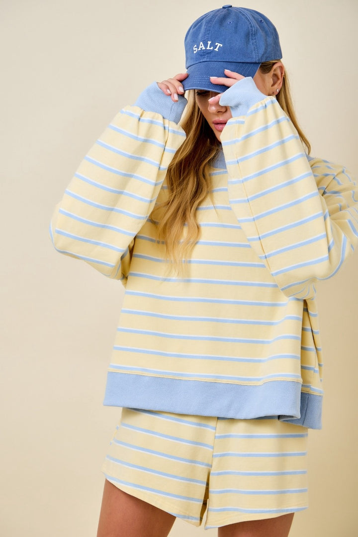 Yellow and Blue Striped Mockneck