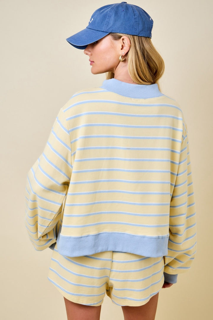 Yellow and Blue Striped Mockneck