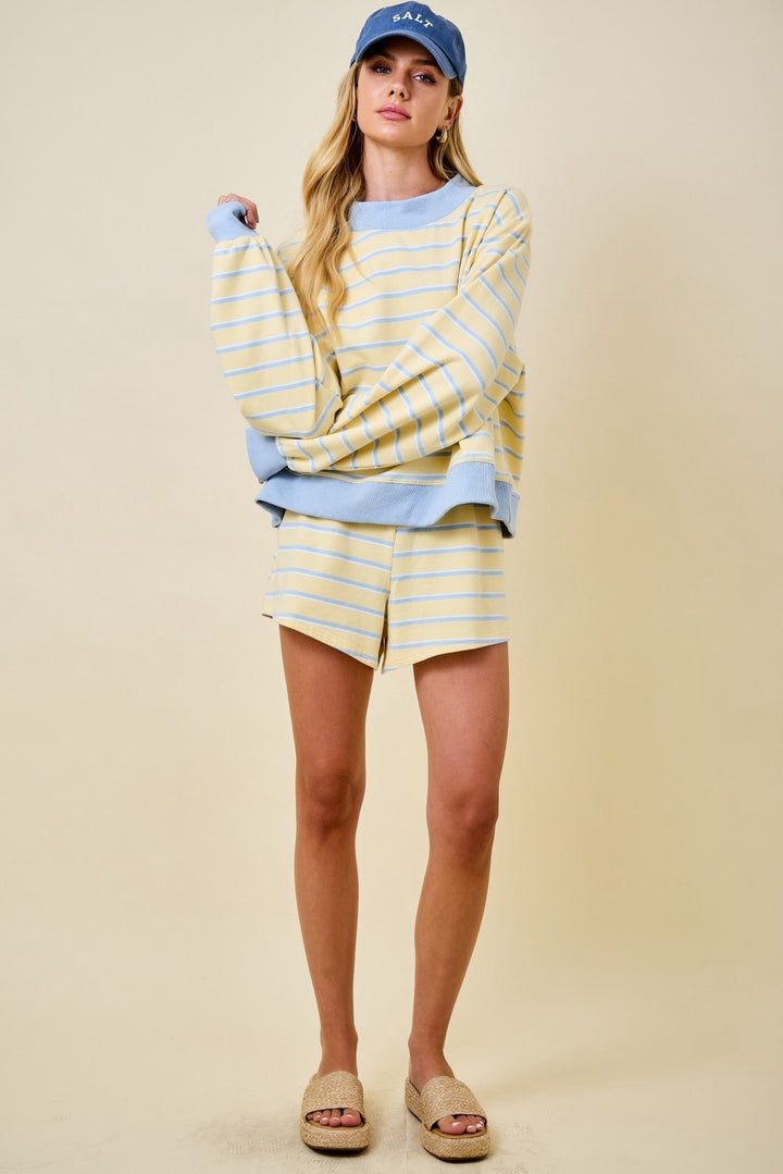 Yellow and Blue Striped Mockneck