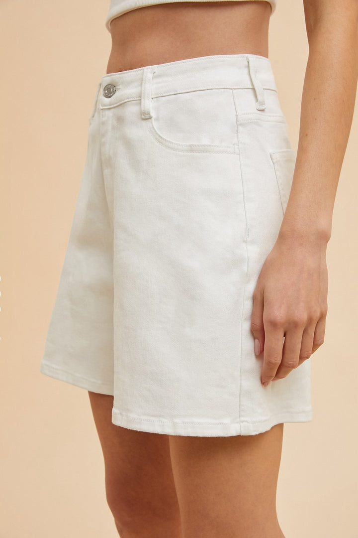White Denim Bermuda Shorts