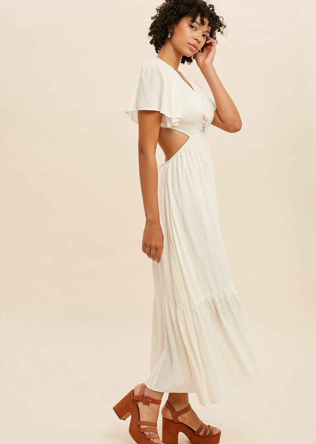 Embroidered Cut Out Dress