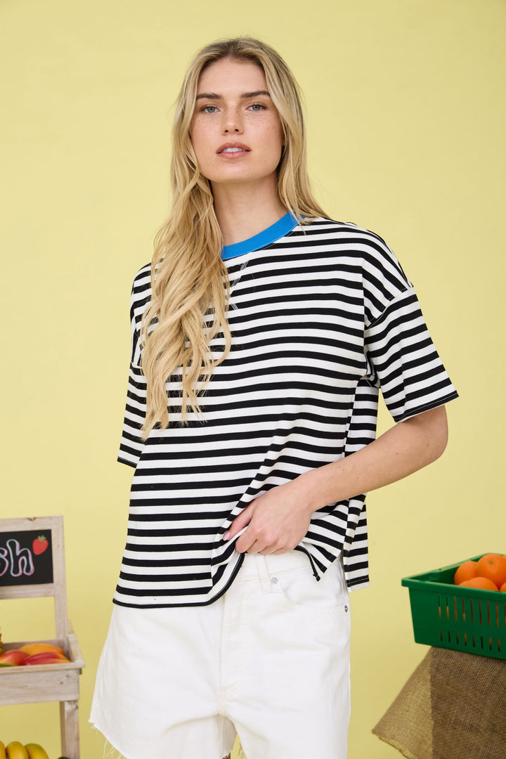 Stripe Colorblock Short Sleeve