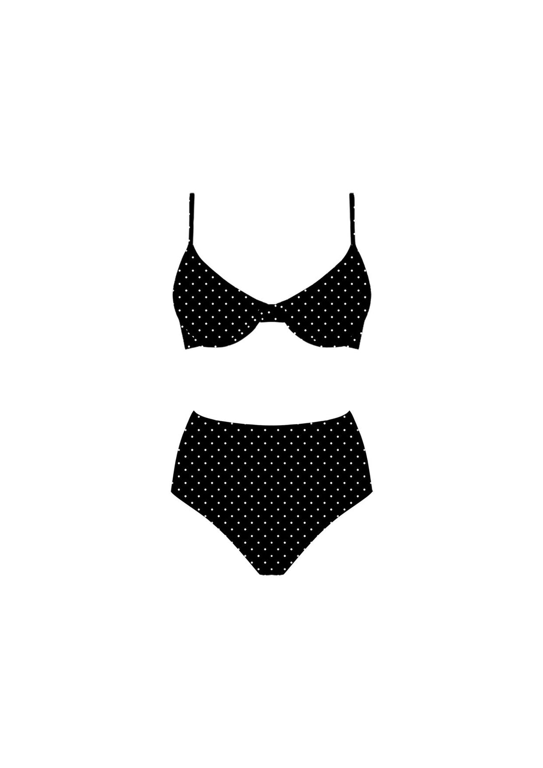 Black and White Polkadot Bikini Top
