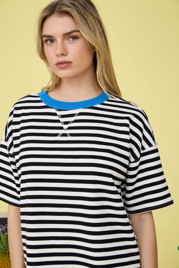 Stripe Colorblock Short Sleeve